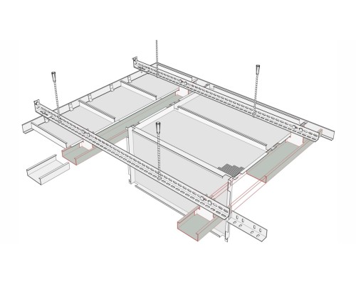 Sistem de tavan casetat metalic Plank Perspecta C Bandraster Hince Down